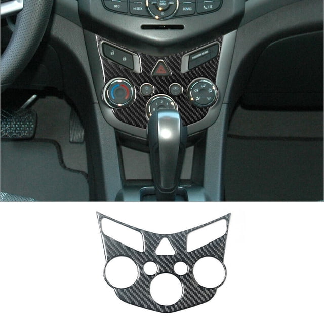 Real Bright Soft Car Interior Carbon Fiber Sticker DecorationCarbon Fiber Interior Climate Control Cover For Chevrolet Sonic 2012-2016Auto Car Protection Interior Accessories