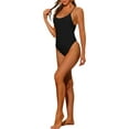 thumbnail image 4 of INSPIRE CHIC Women One Piece Lace Up Swimsuit, Tie Cross Back Tummy Control Backless Swimwear, 4 of 5