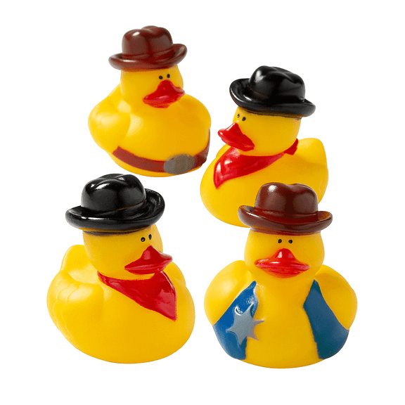 Fun Express Cowboy Rubber Duckies - Western-Themed Party Favors for Kids Fun Bath Time Toys - Perfect for Cowboy or Wild West Parties Fun & Colorful Décor for Celebrations and Playtime - 12 Pieces