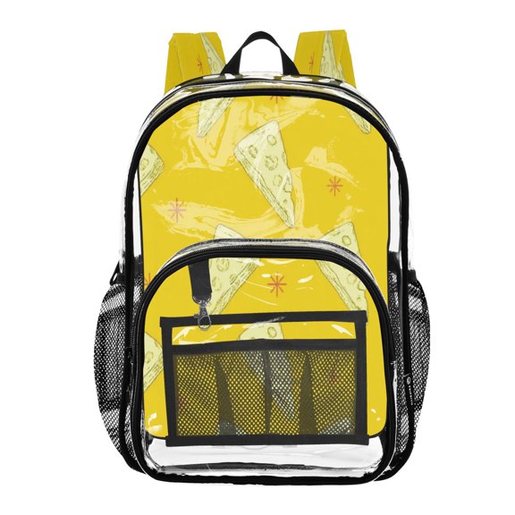 PVC Transparent Backpacks Clear Backpack for Travel and Outings Yellow Cheese