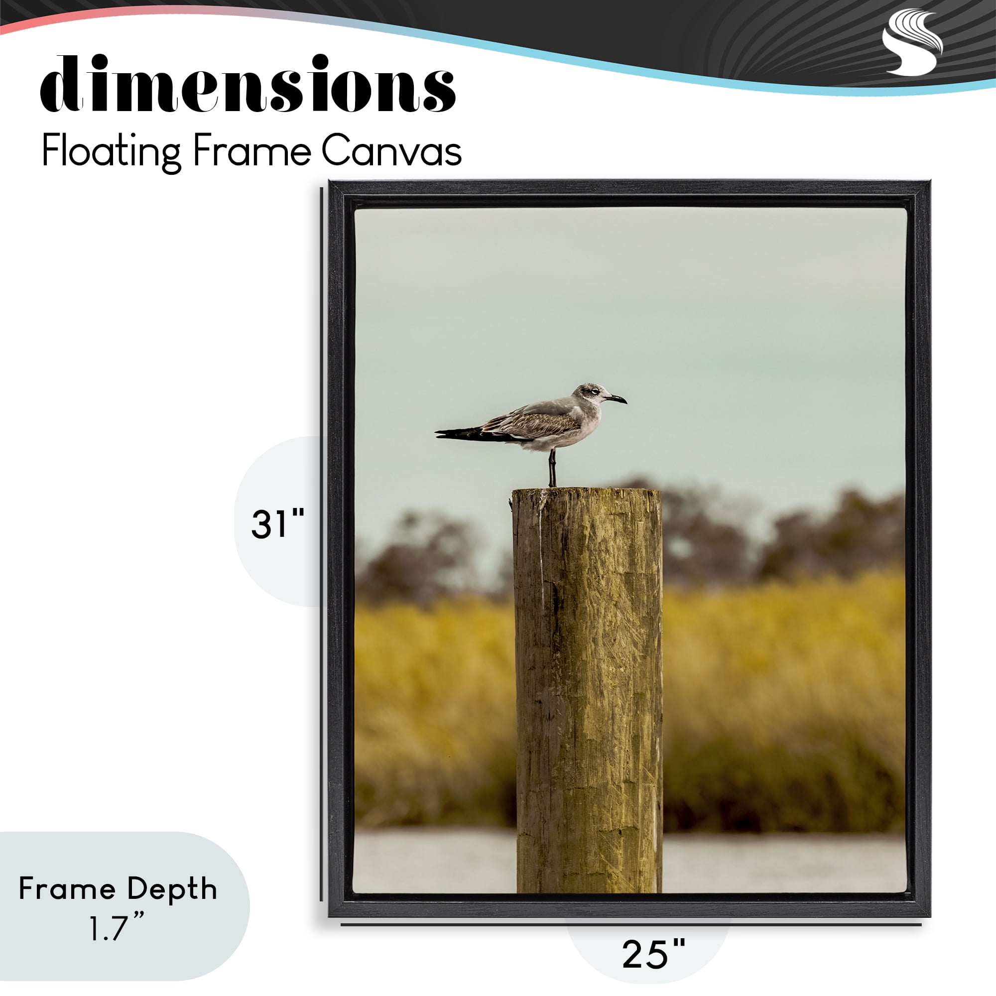 Stupell Industries Gull On Piling Black Framed Floater Canvas Wall Art, design by Christy Berry