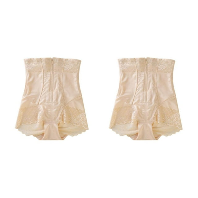 Decodeary Hi-Waist Belly Control Body Shapers For Instant Effect Soft And Breathable Women Shapewear Skin color XL 2Set