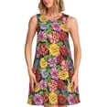 thumbnail image 1 of Balery Daisies Flowers Vestidos de verano para mujer con estampado: vestido holgado sin mangas, vestido playero informal y cómodo para días calurosos., 1 of 7