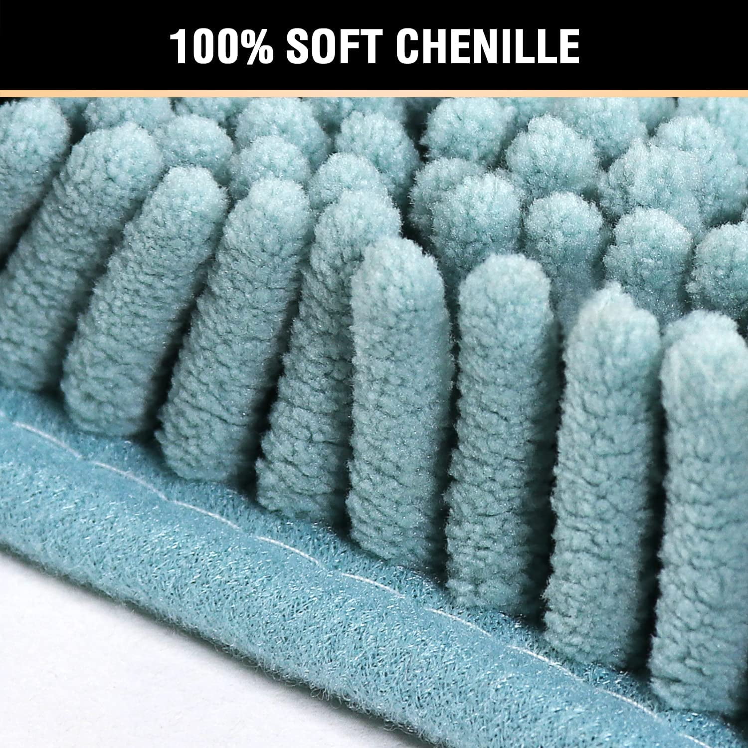 Microfiber Bath Rugs Chenille Floor Mat Ultra Soft Washable Bathroom Dry Fast Water Absorbent Bedroom Area Rugs, 20 x 32 - Inch, Aqua Haze