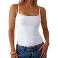 thumbnail image 2 of Wrongduck Women Cotton Camisole Crop Tank Top Square Neck Built In Shelf Bra Adjustable Strap Fitted Basic Camisole Y2K Top, 2 of 8