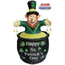 6ft Air Blown Inflatable St. Patrick's Day Leprechaun In Pot w/ Coins Yard Decoration