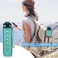 thumbnail image 2 of Botella de agua motivacional con marcas de tiempo Botella para beber de fitness con diseño a prueba de fugas de 1 litro con pajita, bebida deportiva portátil (verde), 2 of 5