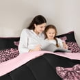 thumbnail image 5 of Erosebridal Cheetah Pattern Letter J 7-Piece Bedding Comforter Set,Pink Black Leopard Printed King Bedding Sets For Kids Girls,Reversible pink, 5 of 7