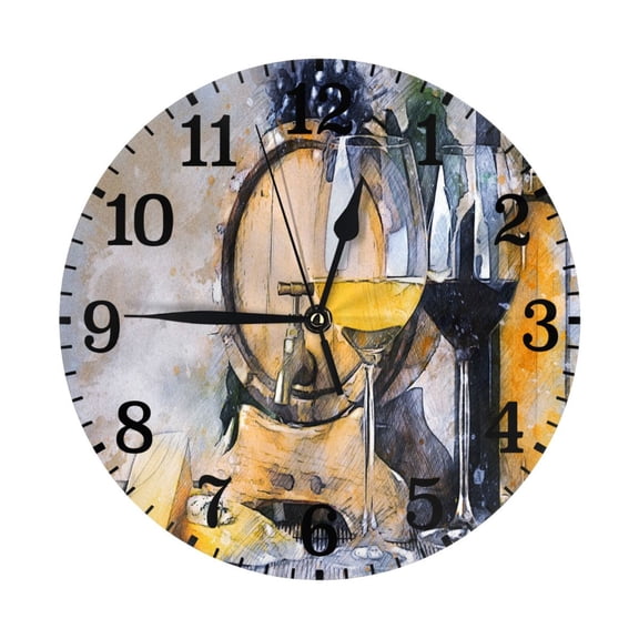 10 Inch Wall Clock Silent Non Ticking Battery Operated Creative Quiet Round Clock For Kitchen Bathroom Home Bedroom Office Living Room Wine