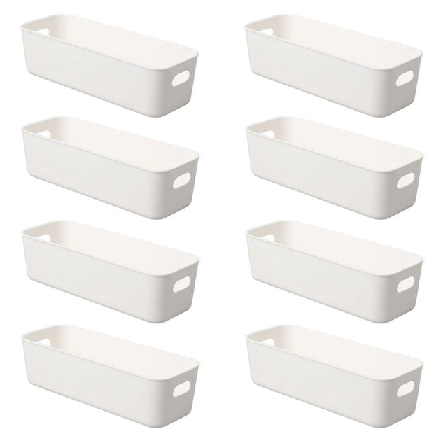 Contenedor de Almacenamiento Pequeño, Apilable, Duradero, Multiusos, Blanco, Plástico, 8 Unidades, Ideal para Cocina, Baño y Oficina en Casa