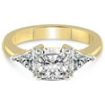 thumbnail image 3 of 5 Ct IGI Certified Cushion Shape Lab Grown Diamond Engagement Ring | 14K Yellow Gold |Caroline Three Stone Side Trillion Diamond Ring | FG-VS1-VS2 Quality Friendly Diamonds, 3 of 5