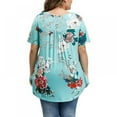 thumbnail image 5 of URMAGIC Women Short-sleeved T-shirt V-neck Button Blouse Floral Plus Size Tunics Tops, 5 of 6
