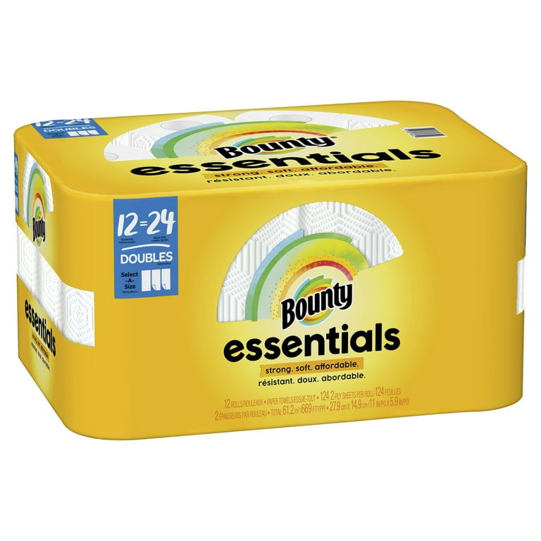 Essentials Select-A-Size Kitchen Roll Paper Towels, 2-Ply, 124 Sheets/Roll, 12 Rolls Essentials Select-A-Size Kitchen Roll Paper Towels, 2-Ply, 124 Sheets/Roll, 12 Rolls