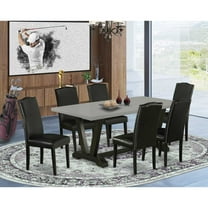 East West Furniture V-Style 7-piece Wood Kitchen Table and Chair Set in Black
