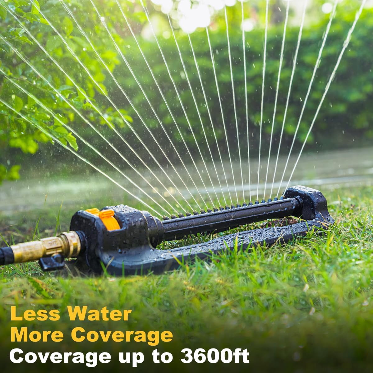 FANHAO Oscillating Sprinkler for Yard,  Covers up to 3,600 sq. ft., Durable Lawn Sprinkler with 19 Precision Nozzles