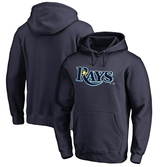 Men's Navy Tampa Bay Rays Official Wordmark Fitted Pullover Hoodie