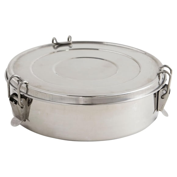 IMUSA - Molde para flan de acero inoxidable de 1.5 cuartos con tapa, bandeja redonda para hornear flan, pastel de queso, pudín y postres, color plateado