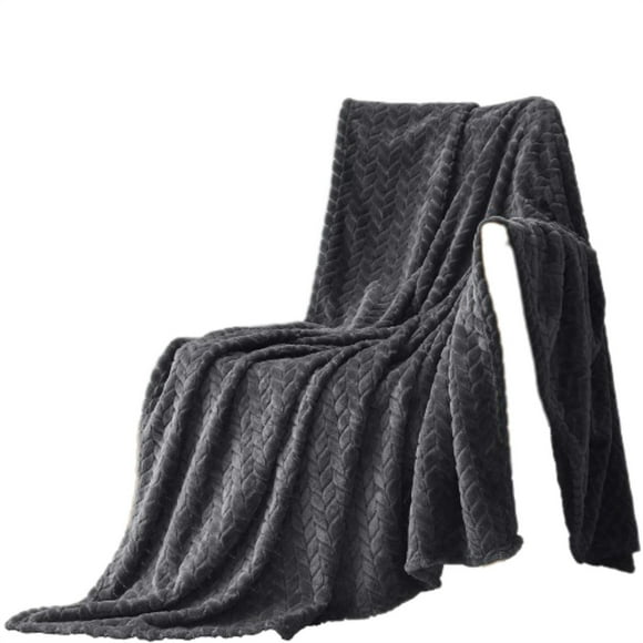 HJQEQVD Minky Blankets Large Flannel Throw Blanket Jacquard Weave Leaves Pattern Blanket for Office 127*178 cm