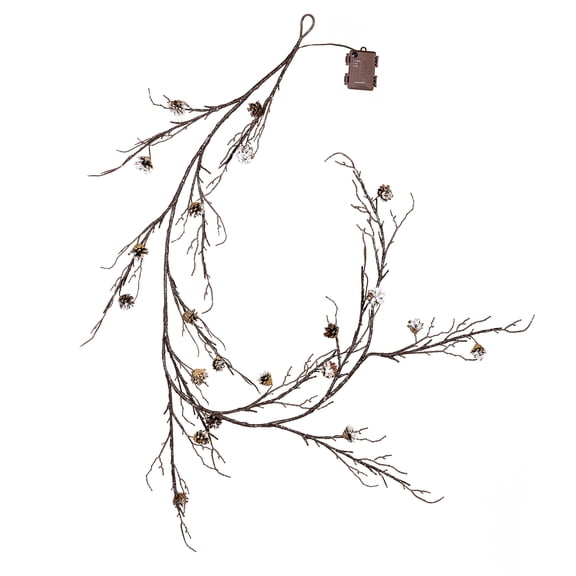 Woodland Storybook Garland Pine Cone Frosted LED Artificial, 72"L