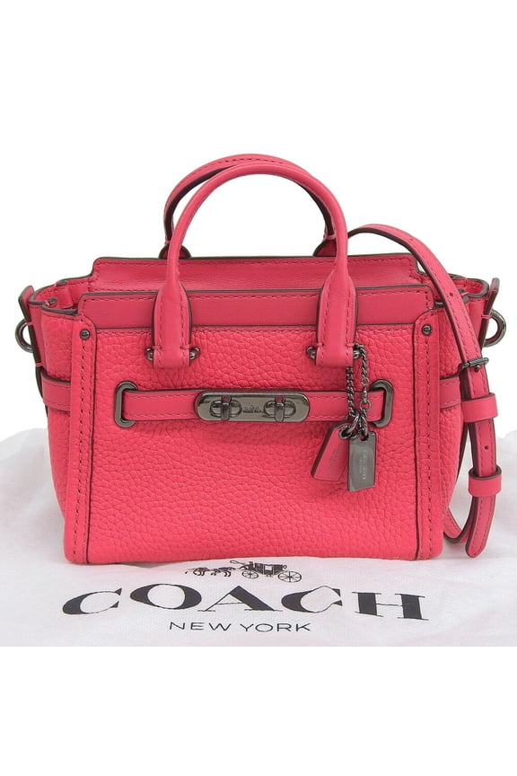 Pre-Owned Coach Swagger 15 54625 Handbag Shoulder Bag Mini Pebble Shocking Pink