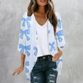 thumbnail image 2 of FAVIPT Womens Kimono Cardigans Floral Vintage Graphic Print Open Front Shirts 3/4 Sleeve Beach Sun Lightweight Blouses Casual Summer 2025 Tops Light Blue,S, 2 of 5
