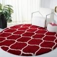 thumbnail image 2 of SAFAVIEH Hudson Arline Plush Geometric Shag Area Rug, Red/Ivory, 3' x 3' Round, 2 of 8