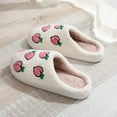 thumbnail image 3 of Slippers for Women Fuzzy Fresh Fruit Pattern Fluffy Winter House Shoes Home Footwear Warm Slippers Slip On Indoor Comfortable Slippers Bedroom Slippers Women White 41, 3 of 9