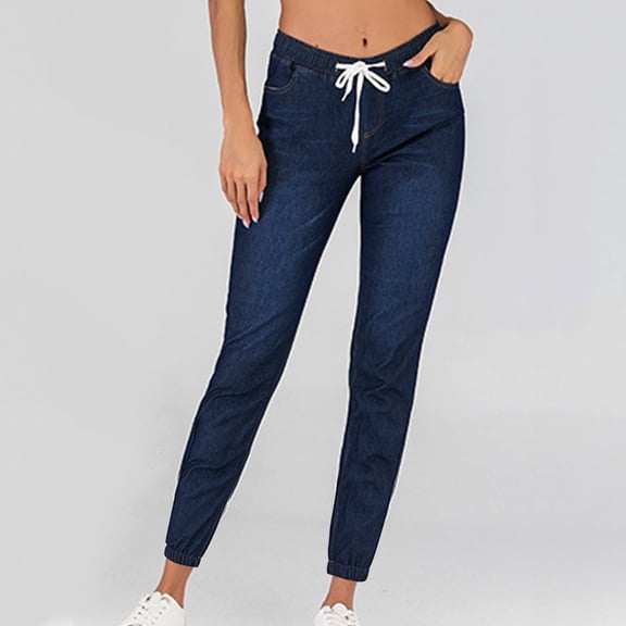 Vedolay Skinny Jeans for Women Wide Leg Jeans High Waist Straight Loose Denim Pants with Pockets,Blue XXL