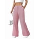 thumbnail image 3 of Pantalones de Salón A Rayas de Pierna para Mujer, Cintura Elástica y Bolsillos Rojo M, 3 of 8