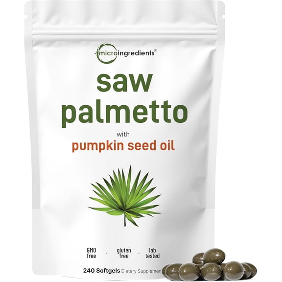 Micro Ingredients Saw Palmetto with Pumpkin Seed Oil for Men, 240 Softgels| Supplement