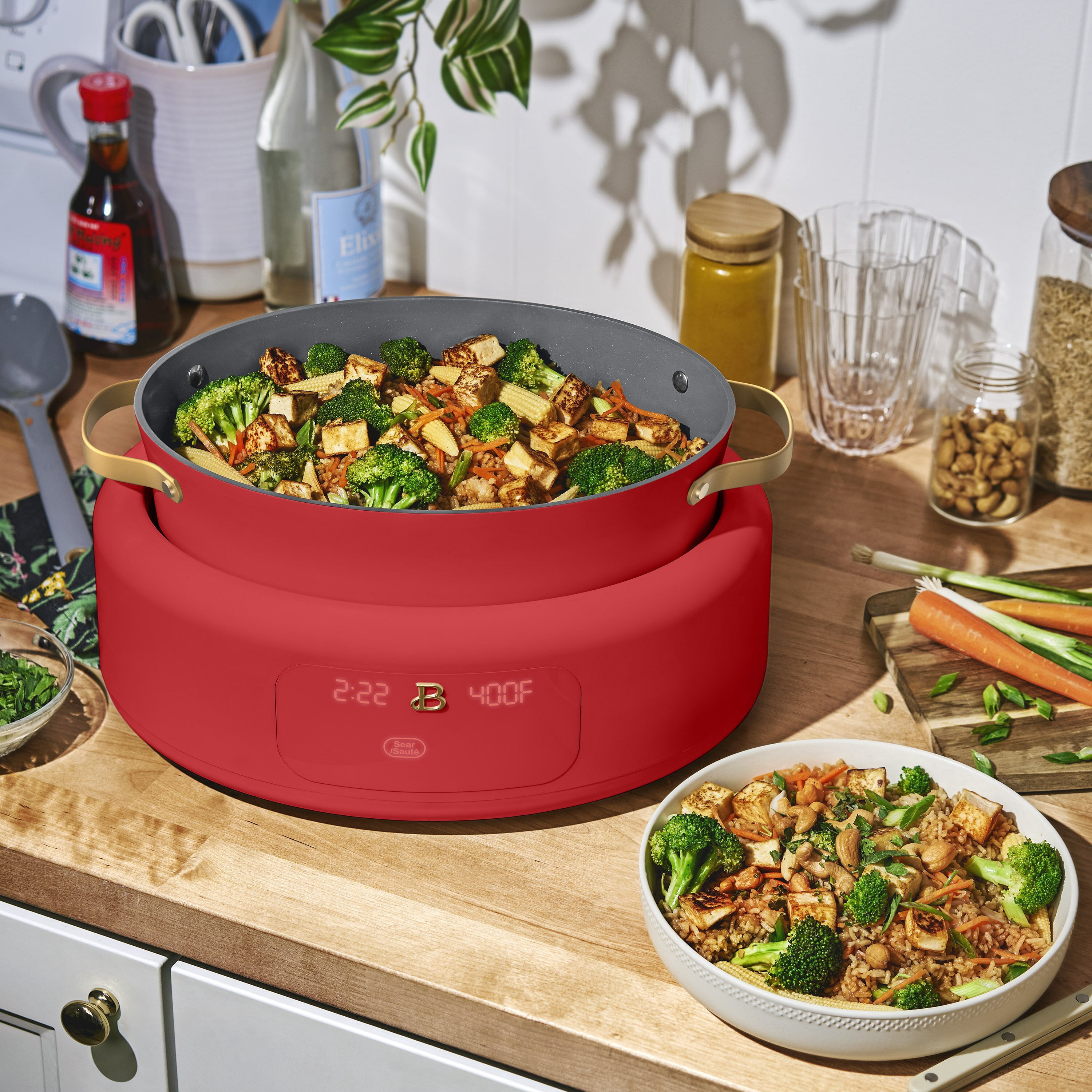 Beautiful 10-in-1 Multi-Cooker, Tomato Red with Carbone Marinara Sauce