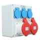 thumbnail image 3 of Caja de enchufes eléctricos con 3 tomas de 16 A y 2 tomas de 32 A, 5 clavijas CEE, resistente al agua IP44., 3 of 14