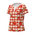 thumbnail image 3 of Wukai Tomatoes And Chili Casual V-Neck Graphic Tees for Women: Lightweight and Breathable Summer Tops with Stylish Design-Medium, 3 of 8
