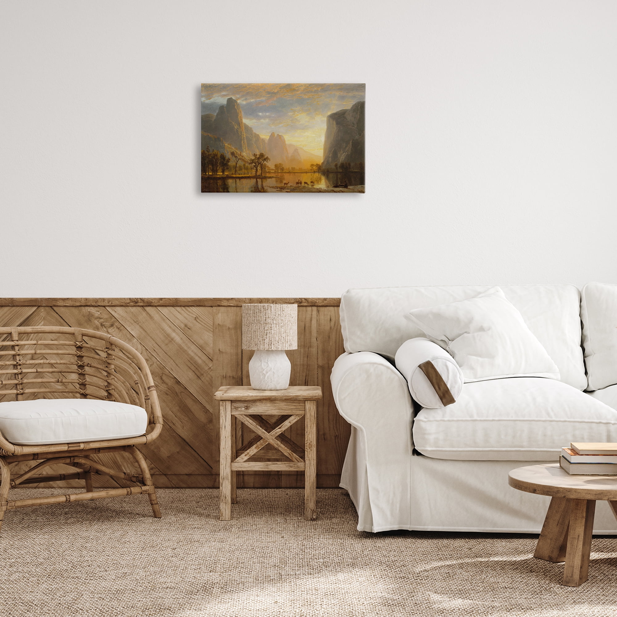 Stupell Industries Classic Bierstadt Yosemite Landscape Landscape & Nature Painting Wrapped Canvas Art Print Wall Art, 24 x 16