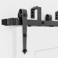 thumbnail image 1 of WINSOON 9FT Sliding Bypass Barn Door Hardware Kit For Double Wooden Doors, Arrow Style Hanger Black Finish, 1 of 7
