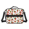 thumbnail image 2 of Strawberry and Berry White Pattern Insulated Lunch Bag with Shoulder Strap and Bottle Holder,Bento School Lunch Bag Box,11x9.5x3.5 Inches, 2 of 5