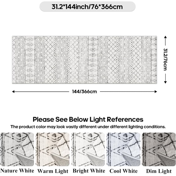 2'6"x12'  Grey Hallway Runner Rug