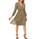 thumbnail image 1 of INSPIRE CHIC Vestido Envolvente de Manga Obispo con V Cuello Floral Bohemio para Mujeres S Marrón-Leopardo, 1 of 6
