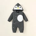 thumbnail image 3 of Mikrdoo Newborn Baby Boys Romper 1 Months Baby Boys Penguin Image Jumpsuit 3 Months Baby Boys Single Breasted Design Hoodies One Piece Bodysuit Gray, 3 of 7