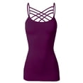 thumbnail image 2 of URBAN DAIZY Women's Seamless Triple Criss Cross Front Cami Top Lattice Strappy Tank Spaghetti Strap Camisole Undershirt A33_6660 Dark Plum L/XL, 2 of 7