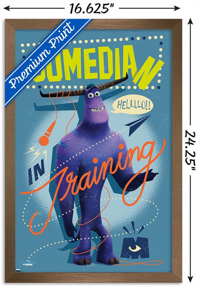 Disney Monsters at Work - Comedian Wall Poster, 14.725" x 22.375", Framed