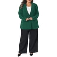 thumbnail image 2 of Agnes Orinda Women's Plus Size Blazers Lapel Long Sleeve Work Business Casual Suit Jacket with Button 1X Dark Green, 2 of 6