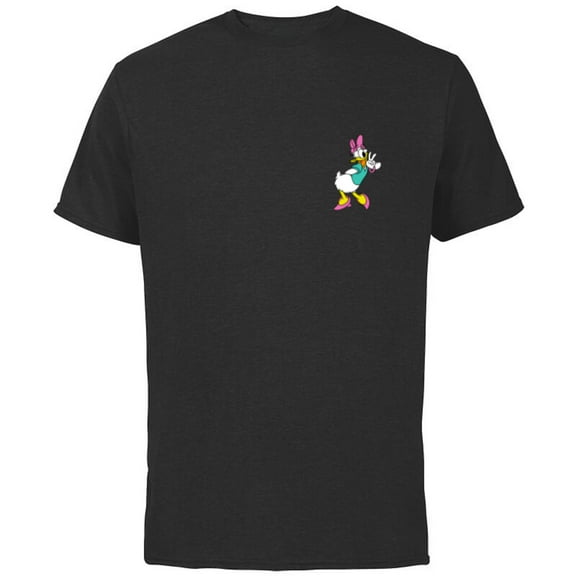 Disney Mickey & Friends Daisy Duck Small Pose - Short Sleeve Cotton T-Shirt for Adults - Customized-Black