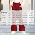thumbnail image 3 of Spazoro Girls Flare Pants with Pockets, Solid Color Warm Stretchy Loose Fit Flare Leg Elastic Waist Casual Trousers for Daily Wear Red Size 6, 3 of 8