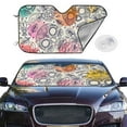 thumbnail image 2 of Haiem Skull and Flowers Car Windshield Sun Shade - Blocks UV Rays Sun Visor Protector, Sunshade to Keep Your Vehicle Cool, Universal Fit SUV Van Sedan-Small, 2 of 7