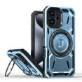 thumbnail image 3 of Military Grade MagSafe Hybrid Armor Case with Rotating Kickstand for iPhone 16 - Blue, 3 of 3
