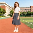 thumbnail image 6 of SAWOBUUN Girls' Pleated Midi Skirt Casual A Line High Waist Skirt School Uniform Back to School Skirt, 6 of 9