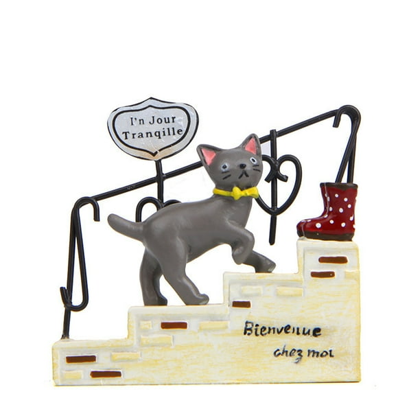 Escultura decorativa de resina con forma de gato en la escalera, diseño de higo creativo