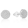 thumbnail image 2 of Pompeii Pave Diamond Round Studs Screw Back Earrings White or Yellow Gold 7mm Wide (H,I1), 2 of 3
