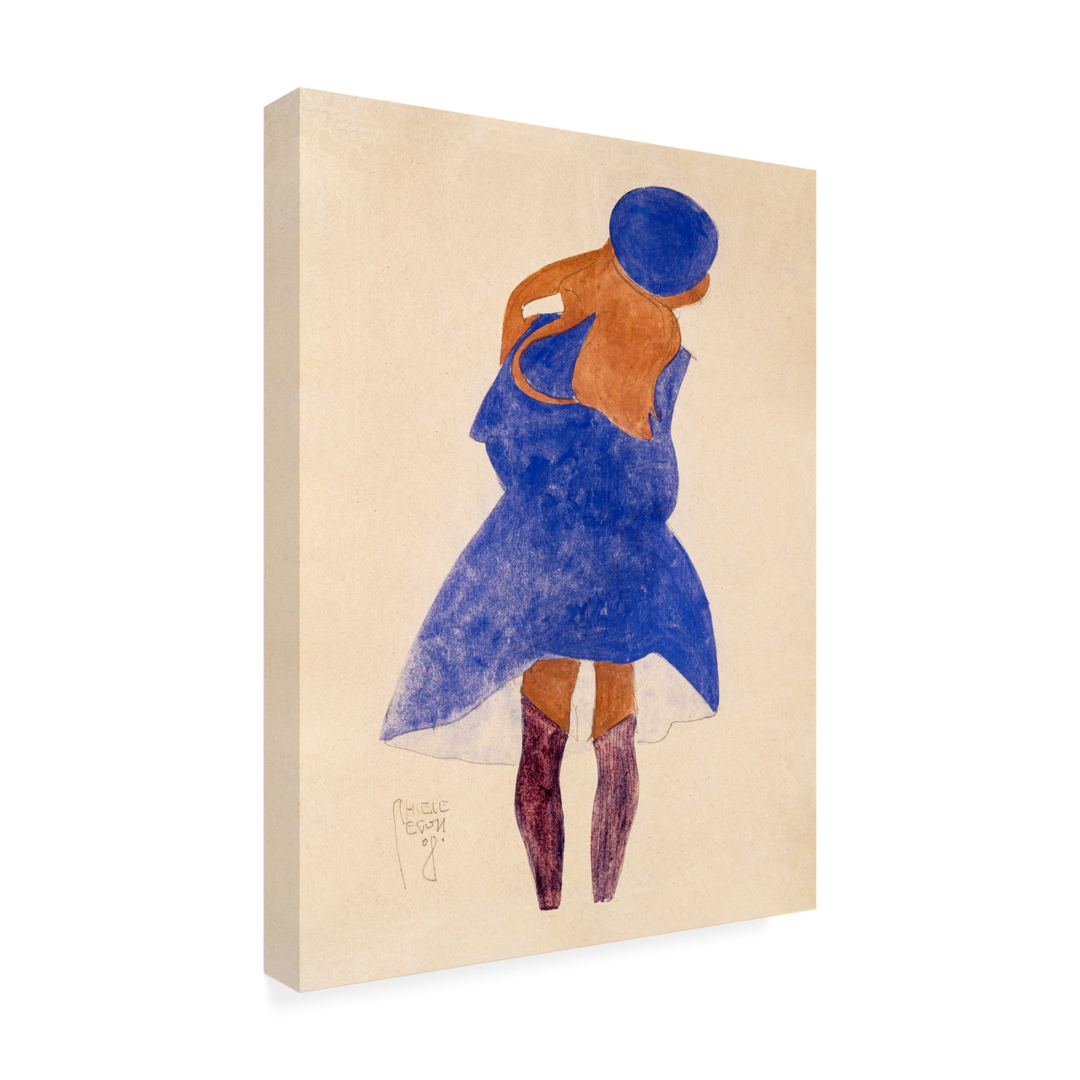 Canvas Wall Art - Pictufy  'Standing Girl, Back View 1908' Wall Art for Living Room, Bedroom, or Office Décor by Trademark Fine Art - 24 x 32 Inches